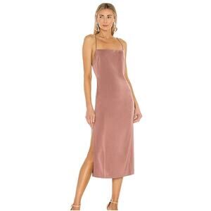 NWT NBD Revolve Malia Satin Slip Midi Dress Size XL Mauve Pink Spaghetti Straps